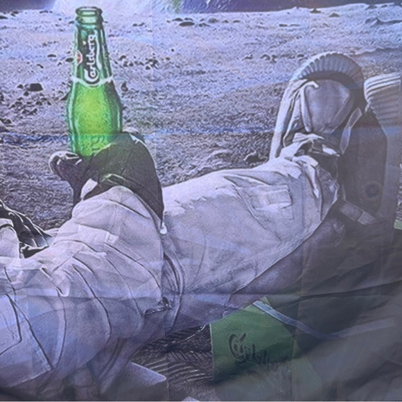 New Carlsberg beer flag astronaut in moon banner college dorm 3ftx5ft Barware - Picture 3 of 7